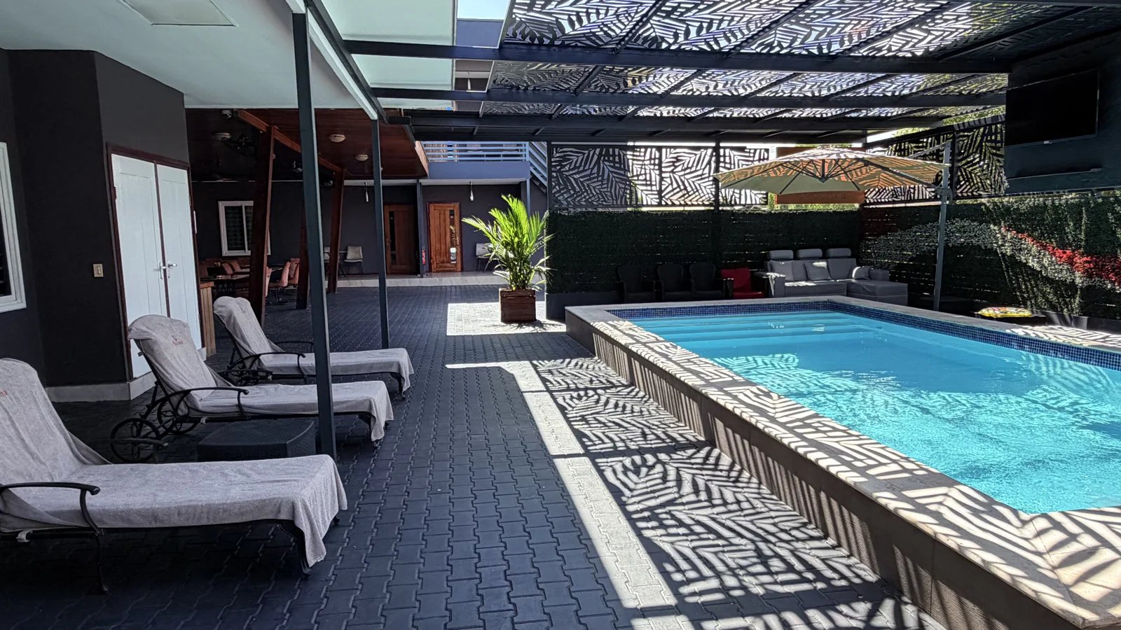 Sun loungers along the pool terrace
